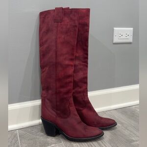 Women's Italian Burgundy Leather Boots